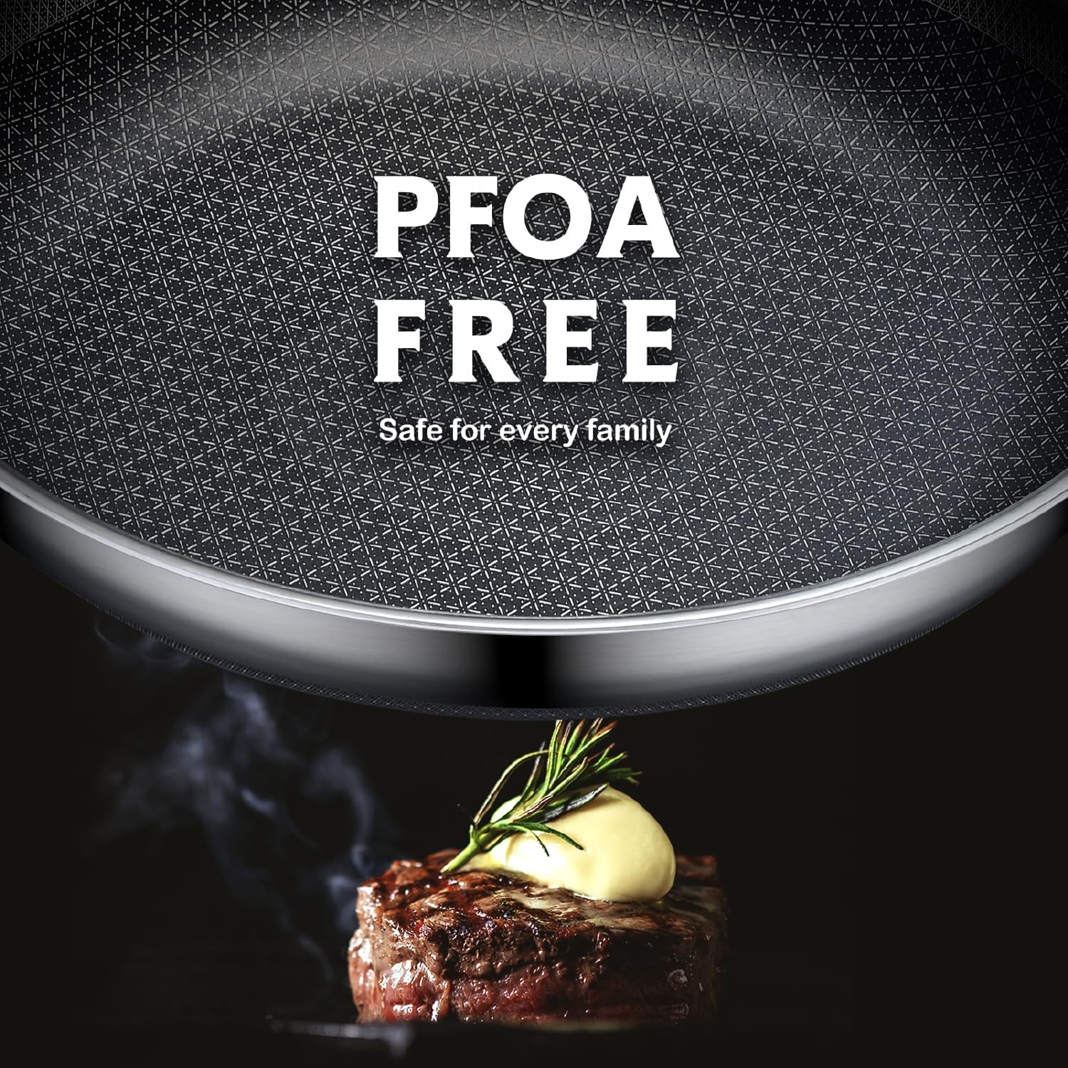 LIGTSPCE Non Stick Frying Pans, 12 inch Hybrid Frying Pans Nonstick,non stick Stainless Steel Skillets, Dishwasher/Oven Safe Cookware, Induction Compatible, PFOA Free Cookware