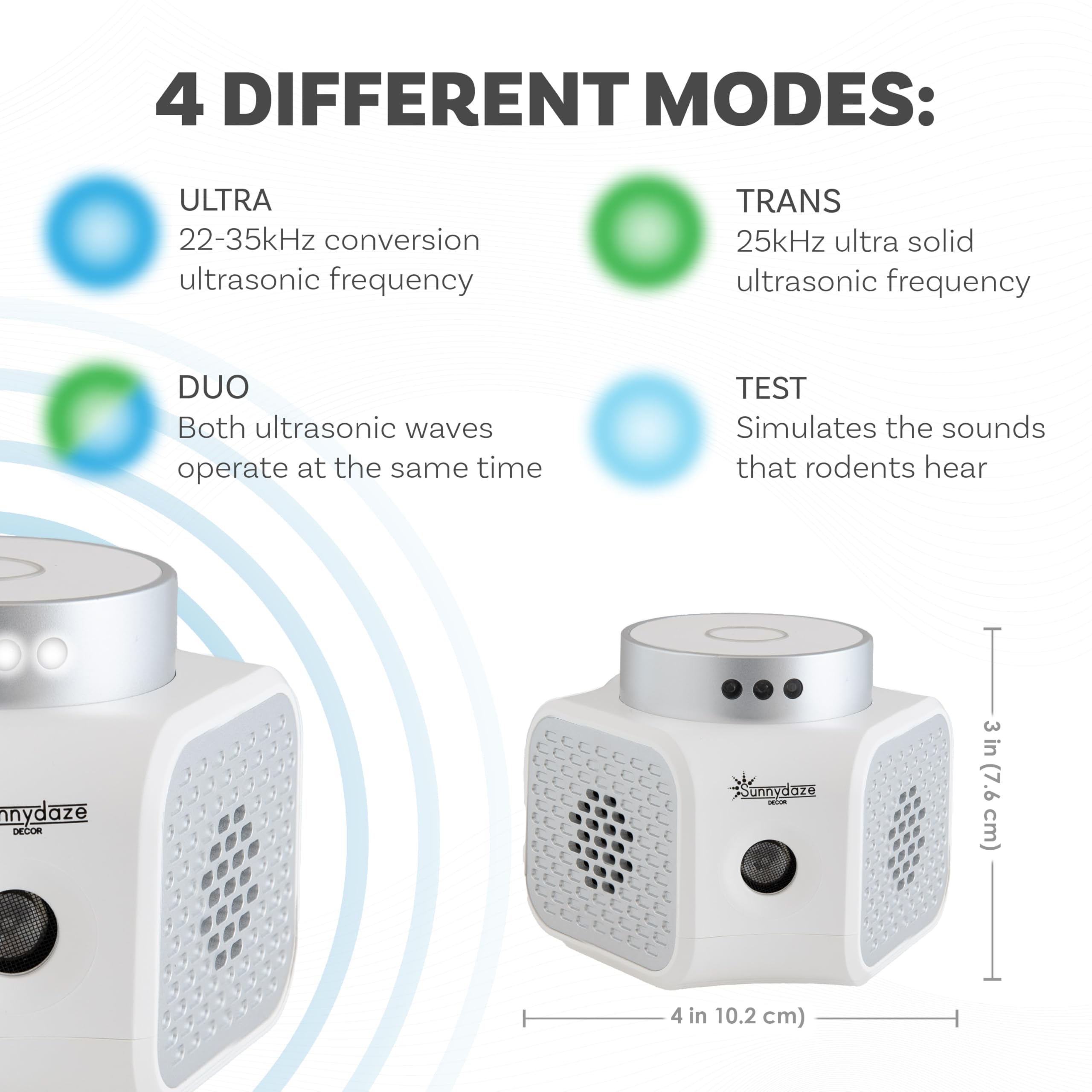 Sunnydaze 360° Ultrasonic Rodent Repellent Indoor Plug in - 4 Operating Modes and 9 LED Lights