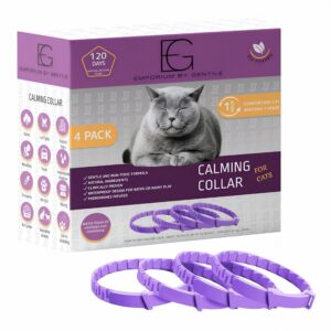 calming collar for cats, 4 pack (120 days) with fast-acting pheromones for anxiety and stress relief, provides long-lasting comfort, keeps your cat calm and relaxed, lavender aromatherapy