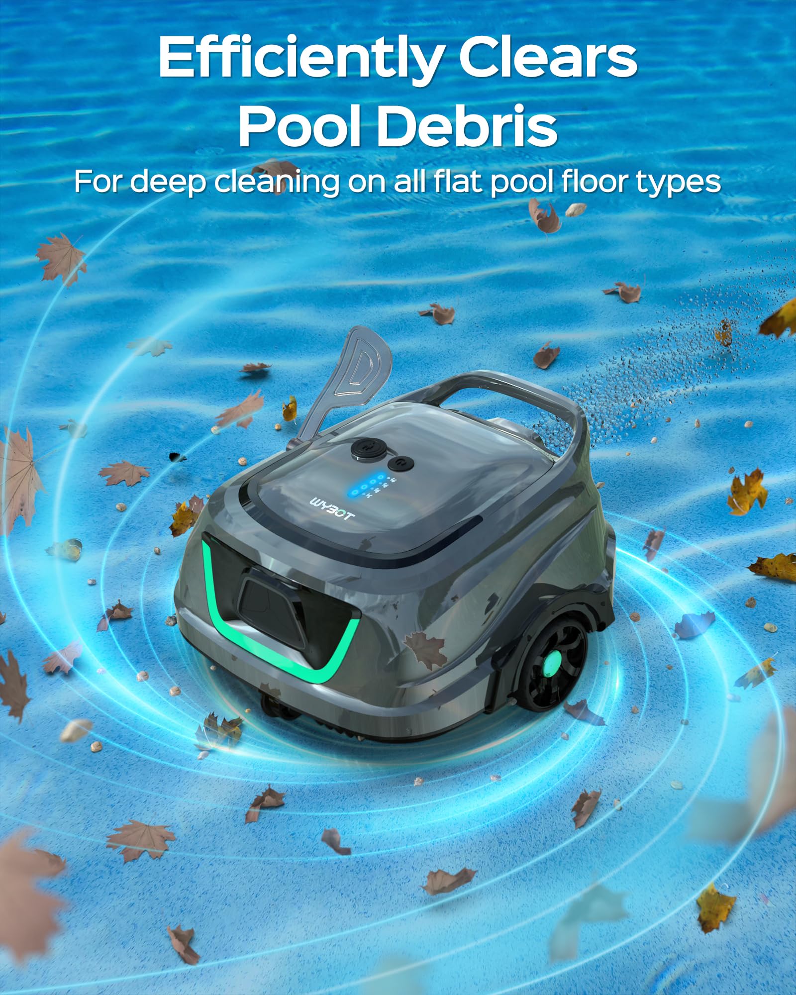 WYBOT Robotic Pool Cleaner with 2.5H Fast Charging, Cycle Cleaning, Ideal for Flat-Bottomed Pools