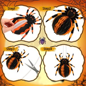 Containlol 9 Pieces Halloween Spider Decorations Halloween Tissue Spiders Honeycomb Spider Hanging Card Crafts for Home School Classroom Office Indoor Outdoor Halloween Decoration Supplies