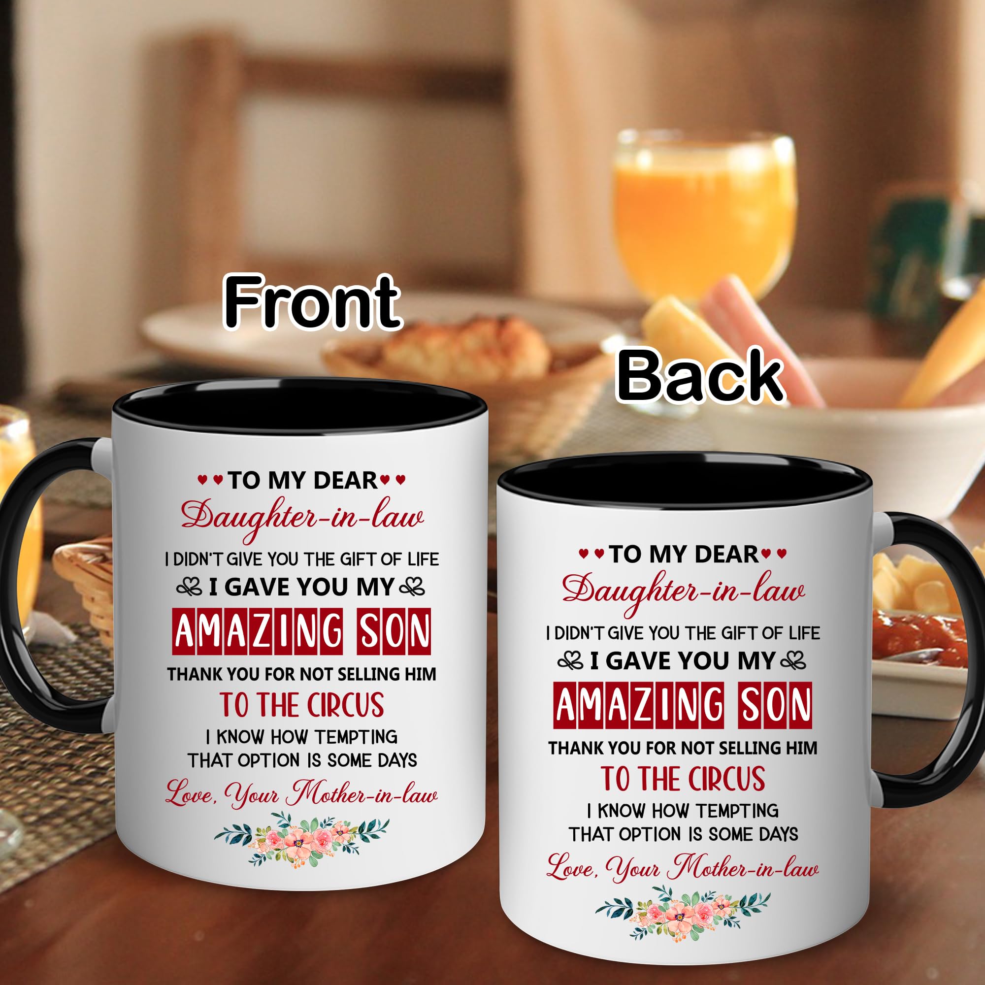 PENHAL Daughter In Law Gifts - Christmas Mug For Daughter In Law - To My Dear Daughter-In-Law Mug - Funny Gifts For Daughter In Law From Mother In Law, Father In Law - Mothers Day, Birthday Gifts Box