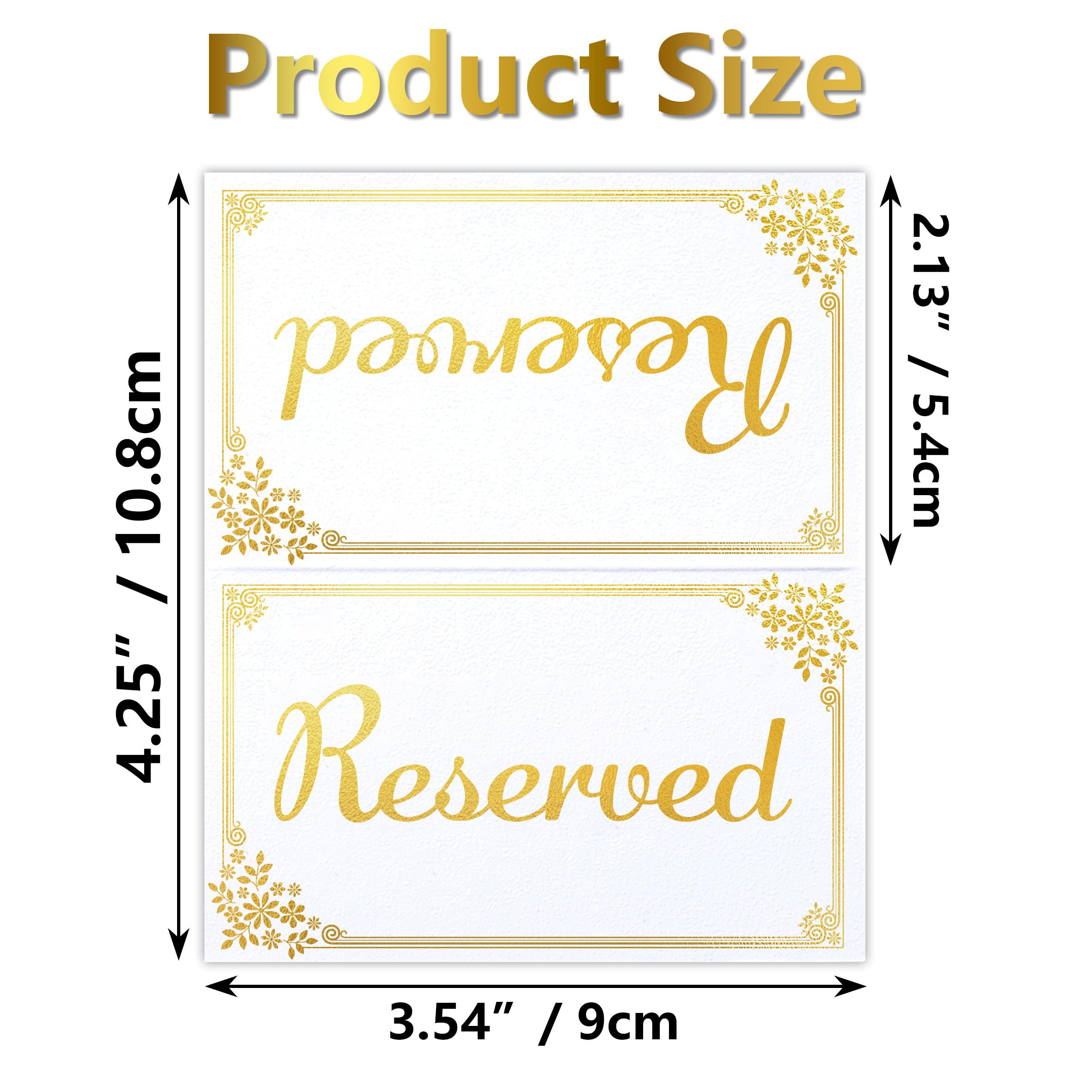 Lesnala 120Pcs Gold foil reserved table signs Reserved table signs for wedding Gold table reserved cards Double sided reservado para mesa tent card for Event Reception Seats and Places Accessories