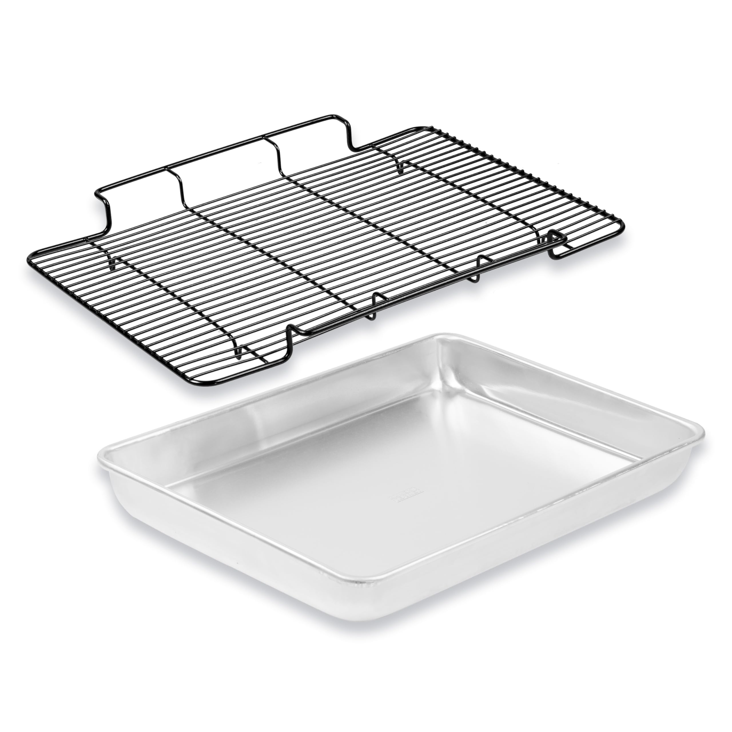 Baker's Secret Non Toxic Large Roasting Pan with 18" Rack, Roaster 100% Recycled Aluminum, Turkey Roasting Pan, Vegetables, Poultry, Easy-Release - The Natural Aluminum Collection