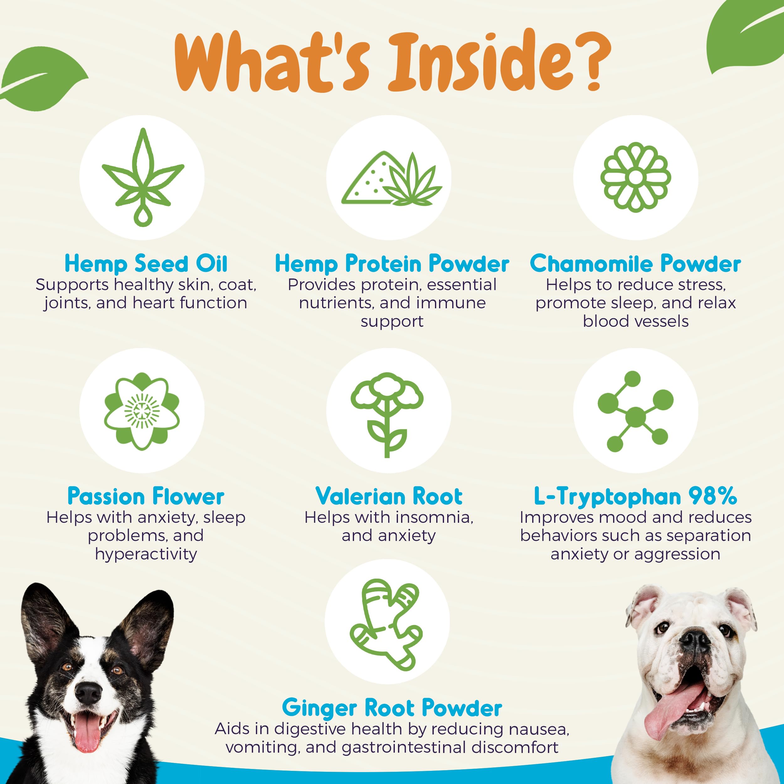 Hemp Calming Chews for Dogs - Composure Dog Calming Chews - Anxiety Relief Treats - Chamomile - Hemp Oil - Calming Aid - Stress - Sleep - Separation Anxiety - Travel - Natural Dog Calming Treats - 60