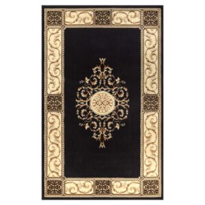 Superior Indoor Area Rug, Jute Backing, Plush Floral Rugs for Entryway, Living Room, Kitchen Floors, Bedroom, Office Floor Cover, Medallion Rugs, Elegant Medallion Collection, 4' x 6', Coffee