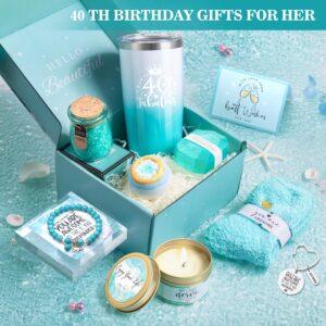 40th Birthday Gifts for Women, 40th Birthday Gifts for Her Mom Sister Friend Wife Coworke, 40 Fabulous Tumbler Gift Baskets for 40 Year Old Women, Unique 40 Birthday Gifts Ideas