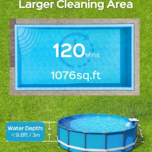 WYBOT Robotic Pool Cleaner with 2.5H Fast Charging, Cycle Cleaning, Ideal for Flat-Bottomed Pools