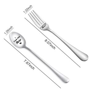 I Love You More Spoon Fork for Him Her Couple Gifts for Boyfriend Girlfriend Anniversary Birthday Gifts for Wife Husband Dinner Dessert Forks Christmas Xmas Gifts for Mom Dad Ice Cream Spoons