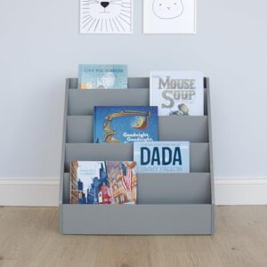 Humble Crew Camden, Grey Children's Wooden Bookcase Storage Rack with 5 Tiers