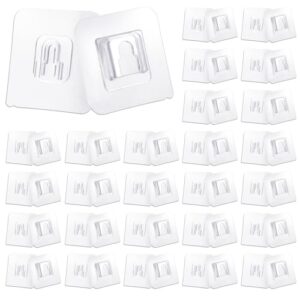 qianyu 50pcs double sided adhesive wall hooks transparent wall adhesive hooks for hanging clip rain sticky hooks clear waterproof utility sticker hook for shower bathroom kitchen office basket picture