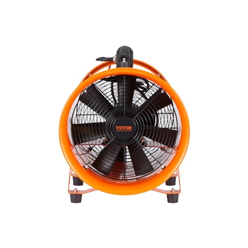 VEVOR Industrial Portable Air Blower Ventilator with Hose, 3198CFM 12 Inch Heavy Duty Tube Exhaust Fan with 33ft Flexible Duct, 585W High Velocity Air Mover for Extraction and Ventilation