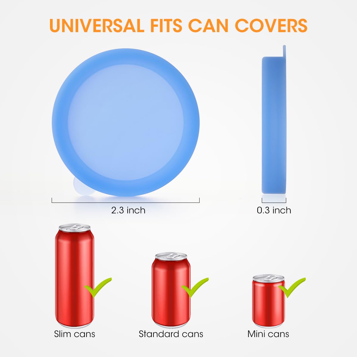 Aieve 6 Pack Soda Can Lids,Silicone Can Covers for Slim Can,Resuable Soda Can Toppers for Standard,Mini Cans