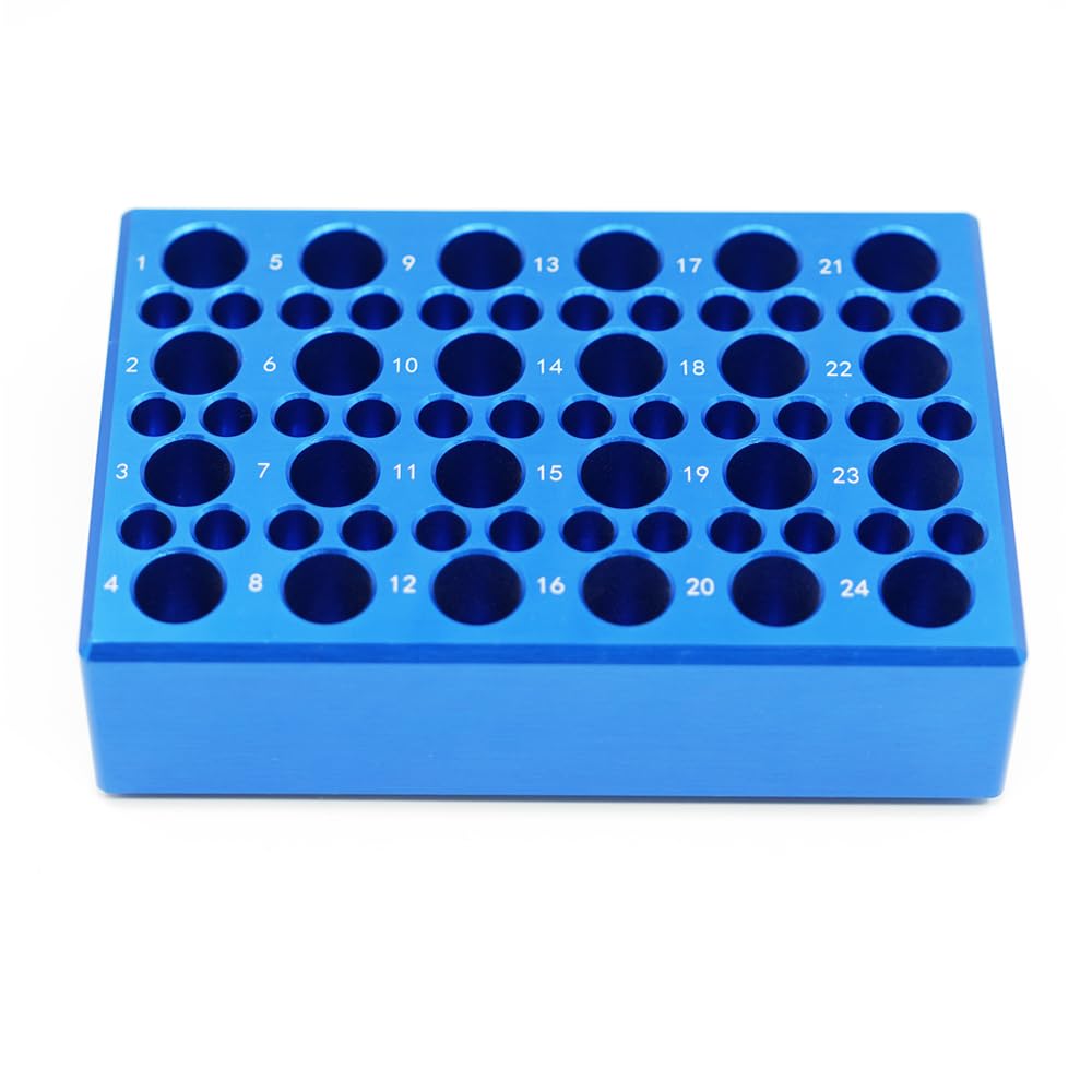 LSVERDE 1 Pcs Aluminum Cooler Cooling Block PCR Test Tube Racks, 24-Well for 1.5ml /2ml Tubes, 36-Well for 0.2ml PCR Tubes