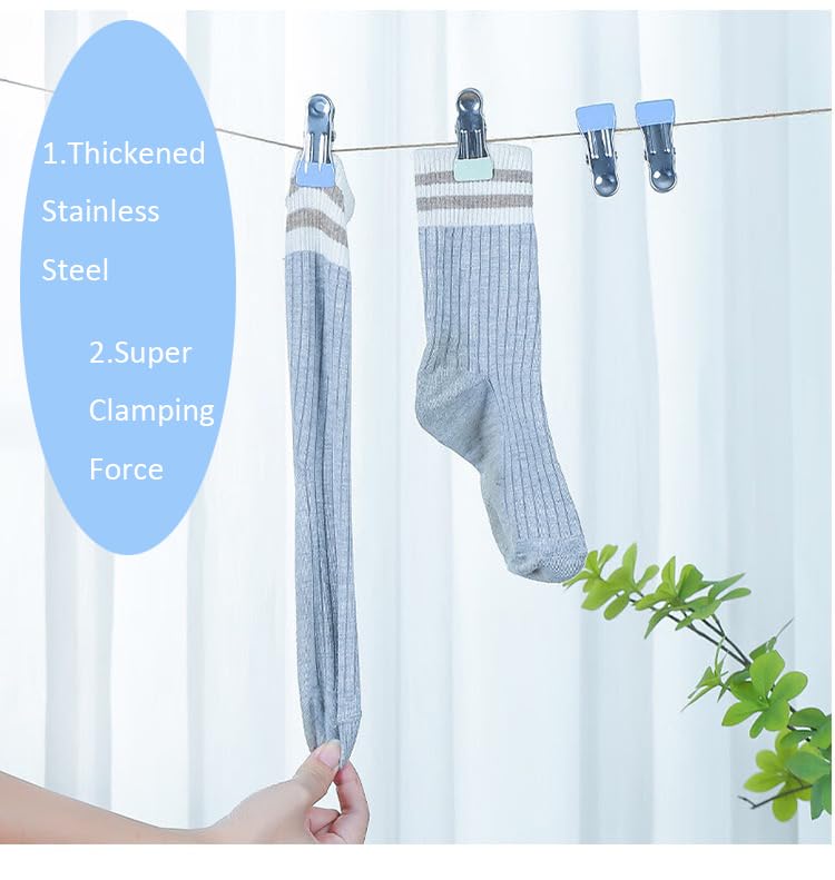 Clothes Pins for Hanging Clothes, 20 Pack Heavy Duty Stainless Steel Clothespins for Laundry Clothes Line, Multipurpose Metal Clothing Pins Clips for Clothes, Socks, Towel, Snack, Photo (20 Packs)