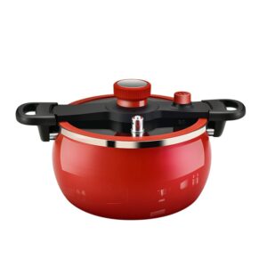 7l pressure cooking pot anti stick heat resistant pressure cooker binaural clip quick cooking pot with visual pot lid for induction, gas stove, electric stove (red)