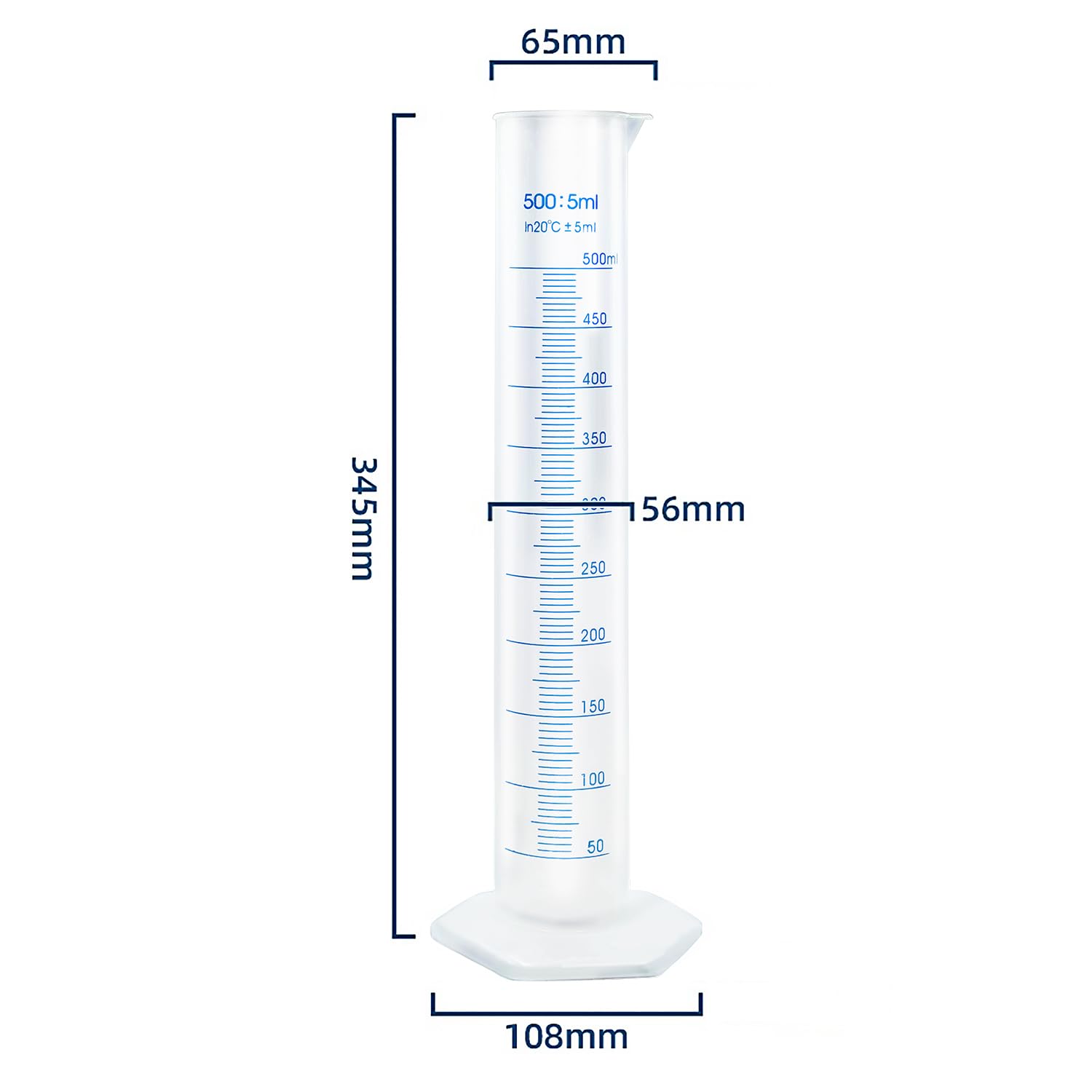 HUAOU 2pcs 500ml Plastic Graduated Cylinders, Lab Chemistry Measuring Cylinders Set - Durable Class A Polymer, Clear Graduations, 2-Sided Marking with Spout for Home Experiment Science Biology Project