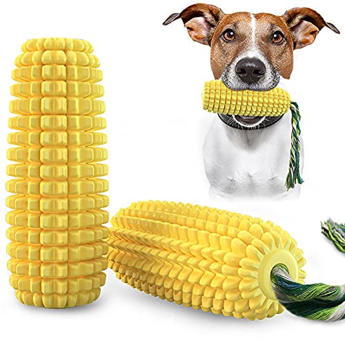 Generic Buddy Dog Chew Toy, Interactive Dog Toys for Agressive Chewers, Chew Toy Cleaning Grinding Teeth, Puppy Durable Squeaky Dog Corn Toy, Yellow