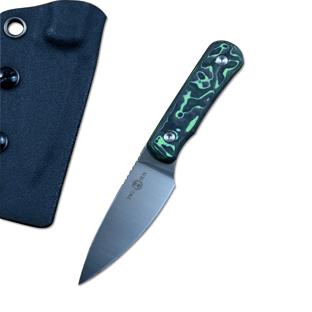 TWO SUN TS150 Fixed Knife M390 Satin Blade Kydex Sheath Outdoor Camping Hunting EDC, green