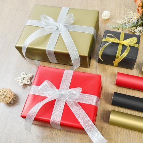 VISPAD Dark Gold Gift Wrapping Paper 17 Inches X 32.8 Feet, Solid Color Matte Paper, Perfect for Wedding, Birthday, Christmas, Valentine's Day, Baby Shower