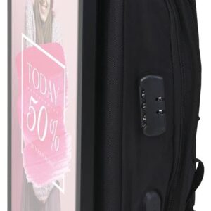 21.5" Digital Backpack Billboard with Anti-Glare LCD Screen, LED Backlit Non-Touch Panel, Wearable Video Screen for Advertising, Rechargeable Battery Power Up to 8 Hours