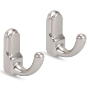 metaliby 2 pack bathroom hooks for towels, brushed nickel towel hooks for bathrooms wall mounted, bath towel robe hook, bathroom wall hooks for hanging towels coat