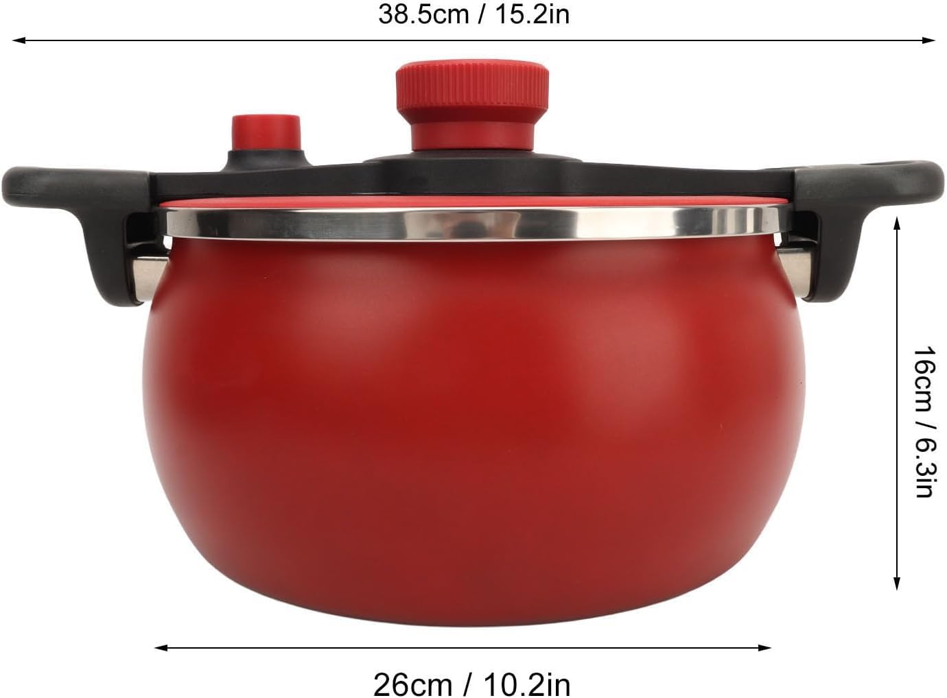 7L Pressure Cooking Pot Anti Stick Heat Resistant Pressure Cooker Binaural Clip Quick Cooking Pot with Visual Pot Lid for Induction, Gas Stove, Electric Stove (Red)