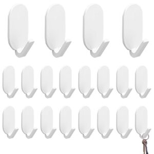 eorea 20-pack small key hook adhesive wall hooks – self-adhesive key hooks for wall or bathroom, kitchen, living room, office, and more (white)