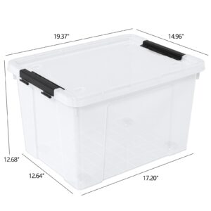 Vadidiya 50 Quart Large Clear Storage Box with Wheels, 4-Pack Clear Plastic Storage Bin with Lids