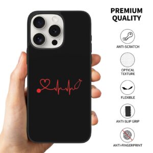 CHENYONAS Nurse Stethoscope Heartbeat Specially Designed for Iphone 15 Pro Max Protective Case-Silicone Protection 6.1/6.7 in Mobile Phone Case Black