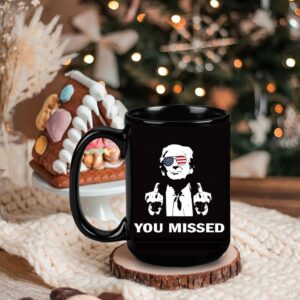 Cessfle Shot Republican Pro Trump, You Missed, President 2024 Trump Shooting Mug, Donald Trump Fist Pump Mug, Trump Coffee Mug Gifts For Men Women, 2024 Assassination Trump Merchandise Gifts