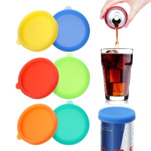 aieve 6 pack soda can lids,silicone can covers for slim can,resuable soda can toppers for standard,mini cans