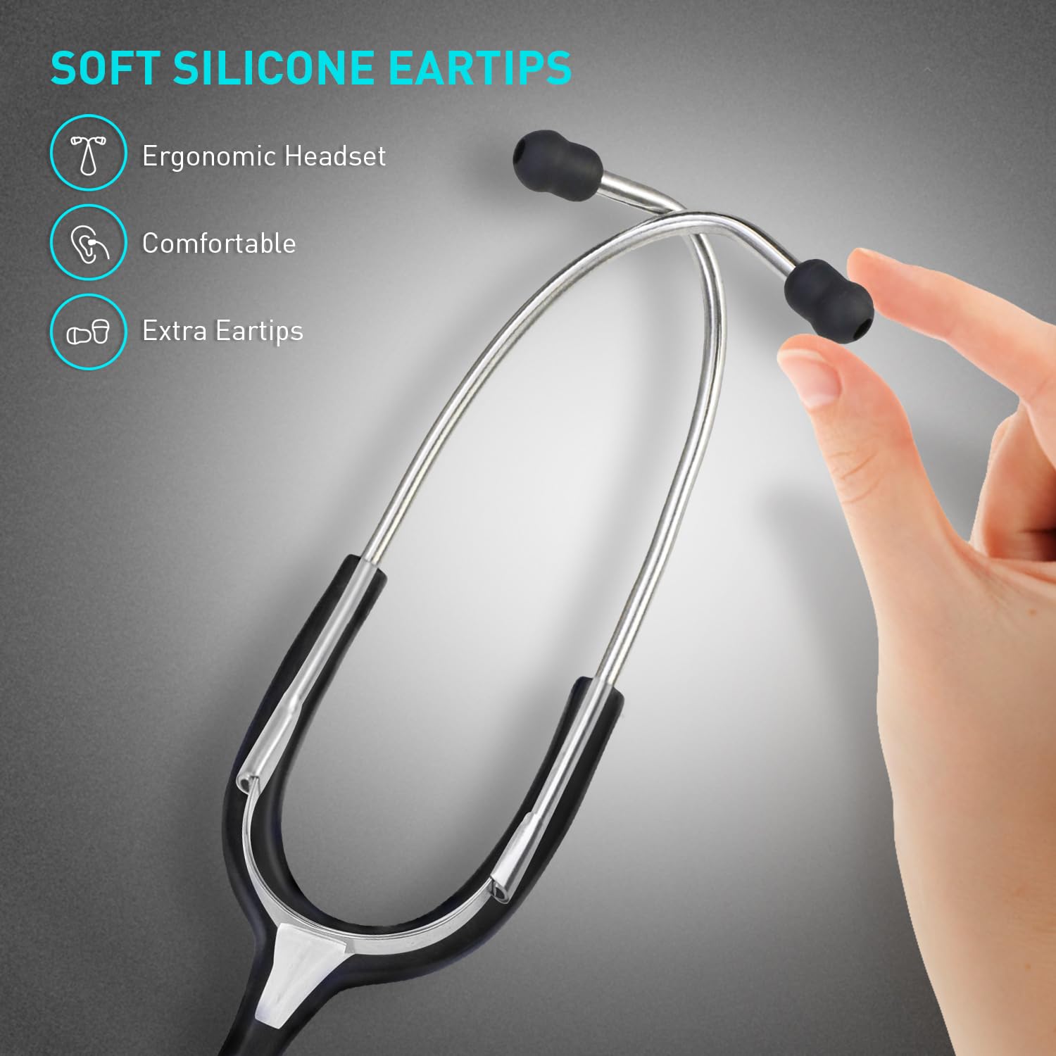 SCIAN Stethoscope - Single Head Cardiology Stethoscopes for Nurses, Doctors and Nursing School Students, Ideal for Blood Pressure Monitoring Home Diagnostics Medical Supplies, Black