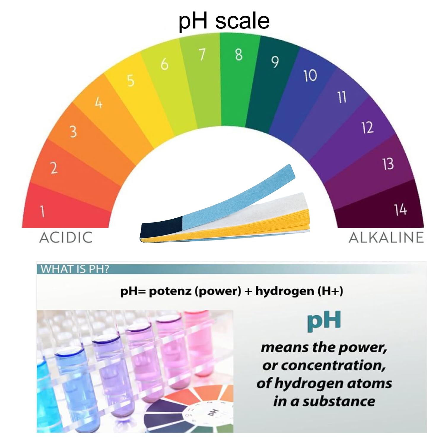 pH Test Strips 200 Strips Range pH 1-14 Test Paper Extensive Test Paper (200 Strips with Strong Storage case, Dropper Included)