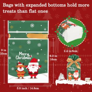 HRX Package 50pcs Christmas Treat Bags Drawstring, 5.8x9x2.4inch Holiday Goodie Bags Small Christmas Gift Bags for Candy Cookie gift giving