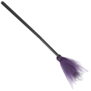 fomiyes halloween witch broom, plastic witch broomstick net yarn broom prop for halloween costume dress up accessoriesrandom color