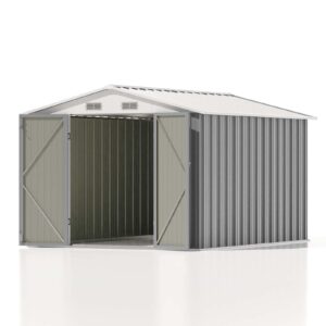 VICTONE Metal Storage Shed for Outdoor, 8' x 12' Steel Yard Shed with Design of Lockable Doors, Utility and Tool Storage for Garden, Backyard, Patio, Outside Use, Grey