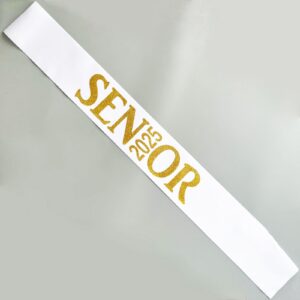 Senior Sash 2025 Gold,White Senior Cheer Sashes Class of 2025 Graduation Celebration Class Competition Sash Party Supplies 6 Pack