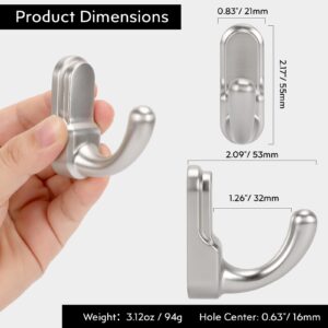 Metaliby 2 Pack Bathroom Hooks for Towels, Brushed Nickel Towel Hooks for Bathrooms Wall Mounted, Bath Towel Robe Hook, Bathroom Wall Hooks for Hanging Towels Coat