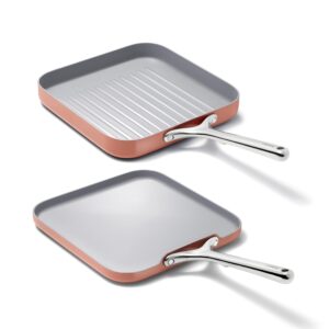 Caraway Griddle Pan & Grill Pan Duo - Non-Stick Ceramic Coated - Non Toxic, PTFE & PFOA Free - Oven Safe & Compatible with All Stovetops – Perracotta