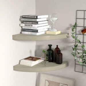 minerwall wall shelves & ledges floating corner shelves 2 pcs oak 13.8"x13.8"x1.5" mdf,convenient installation ensures quick and hasslefree setup. home décor