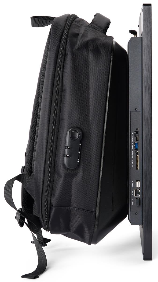 21.5" Digital Backpack Billboard with Anti-Glare LCD Screen, LED Backlit Non-Touch Panel, Wearable Video Screen for Advertising, Rechargeable Battery Power Up to 8 Hours