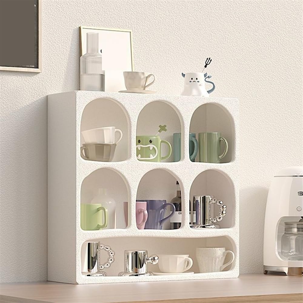 AXFCBDF Wall Mounted Square Floating Shelves, Versatile Desk Shelf Organizer, Open Foyer Decor Wall Shelving, for Living Room, Bedroom, Office(White), 58*18*56cm