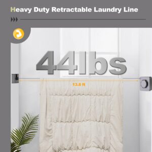 LeeQinersw Retractable Clothesline Indoor - Heavy Duty Retractable Laundry Line Clothes Line Retracting Indoor Outdoor Wall Mounted Stainless Clothes Drying Anti-Droop Design 13.8 Feet