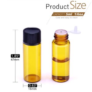 Matifaner 120Packs 5ml (1/6 oz) Essential Oil Bottles 5ml Essential Oil jars, Small Essential Oil Bottles, 5ml Glass Bottles, Small Oil Vial Sample Bottles, Essential Oil Bottles Amber (oil-5ml)