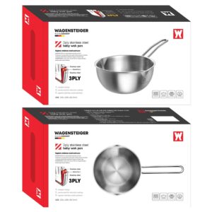 WAGENSTEIGER Stainless Steel Baby Wok 200mm / 7.87inches, 3-Ply Base with Aluminum Core, All Cooktops, Multipurpose Saucepan, Ramen Pot, On-the-go Cooking Pot for Outdoor or Camping