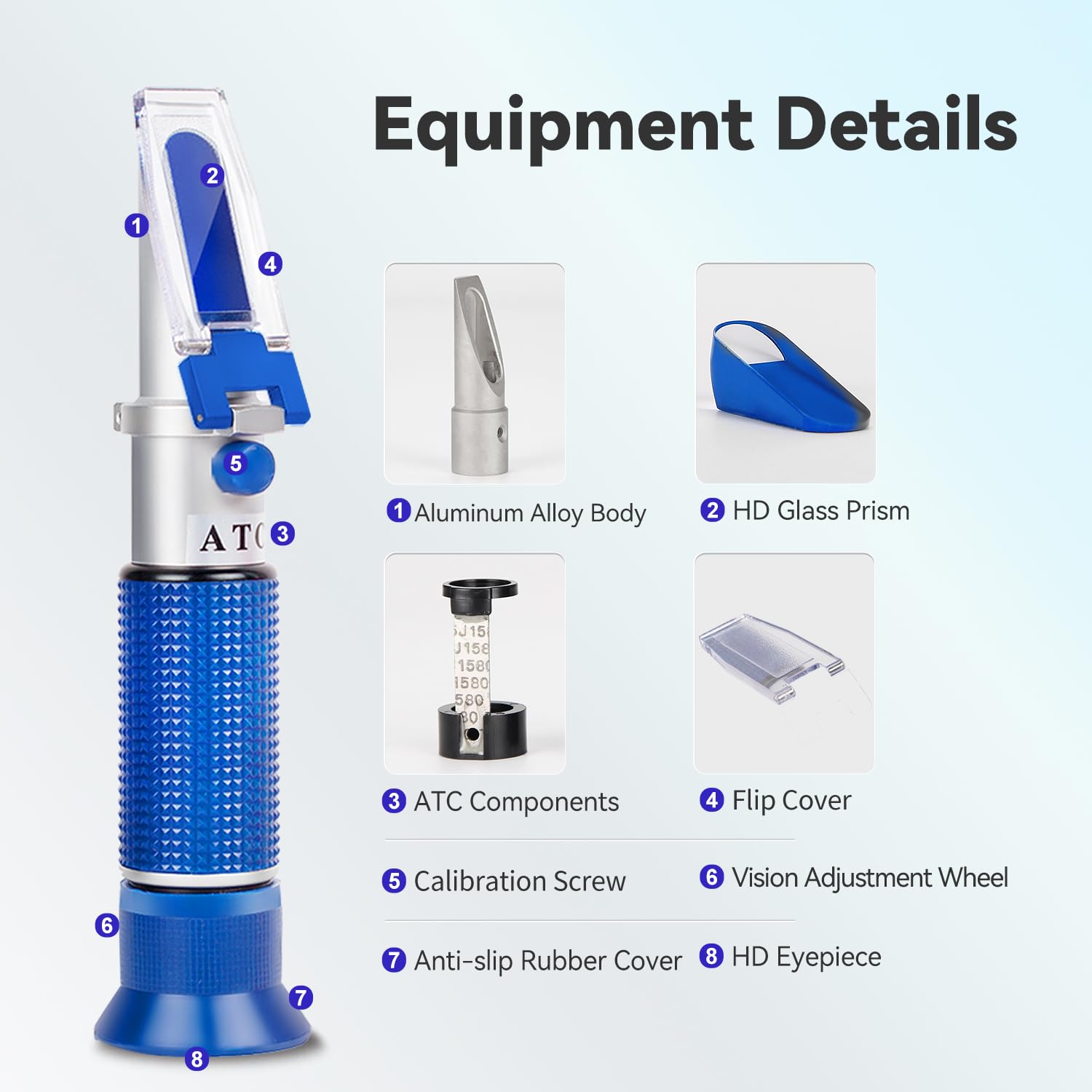 NEEBETEK Brix Refractometer with ATC,Wort Specific Gravity Tester,Portable Sugar Content Hydrometer for Wine Making and Beer Brewing, Homebrew Kit