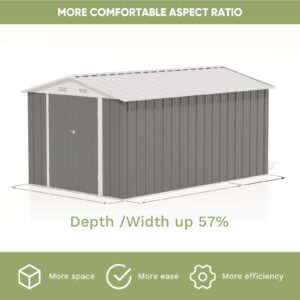 VICTONE Metal Storage Shed for Outdoor, 8' x 12' Steel Yard Shed with Design of Lockable Doors, Utility and Tool Storage for Garden, Backyard, Patio, Outside Use, Grey