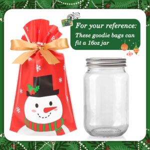 HRX Package 50pcs Christmas Treat Bags Drawstring, 5.8x9x2.4inch Holiday Goodie Bags Small Christmas Gift Bags for Candy Cookie gift giving