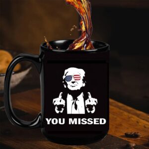 Cessfle Shot Republican Pro Trump, You Missed, President 2024 Trump Shooting Mug, Donald Trump Fist Pump Mug, Trump Coffee Mug Gifts For Men Women, 2024 Assassination Trump Merchandise Gifts